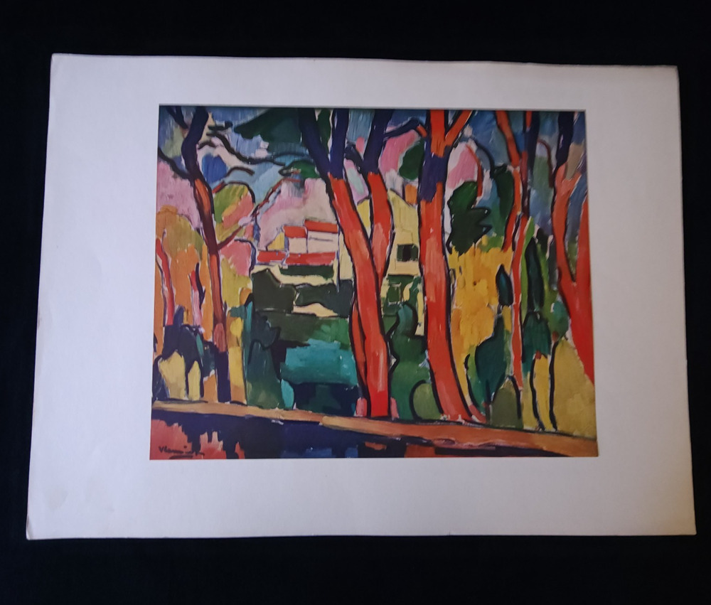 1940s After Maurice De Vlaminck The Red Trees Print Swiss Offset Lithograph Art